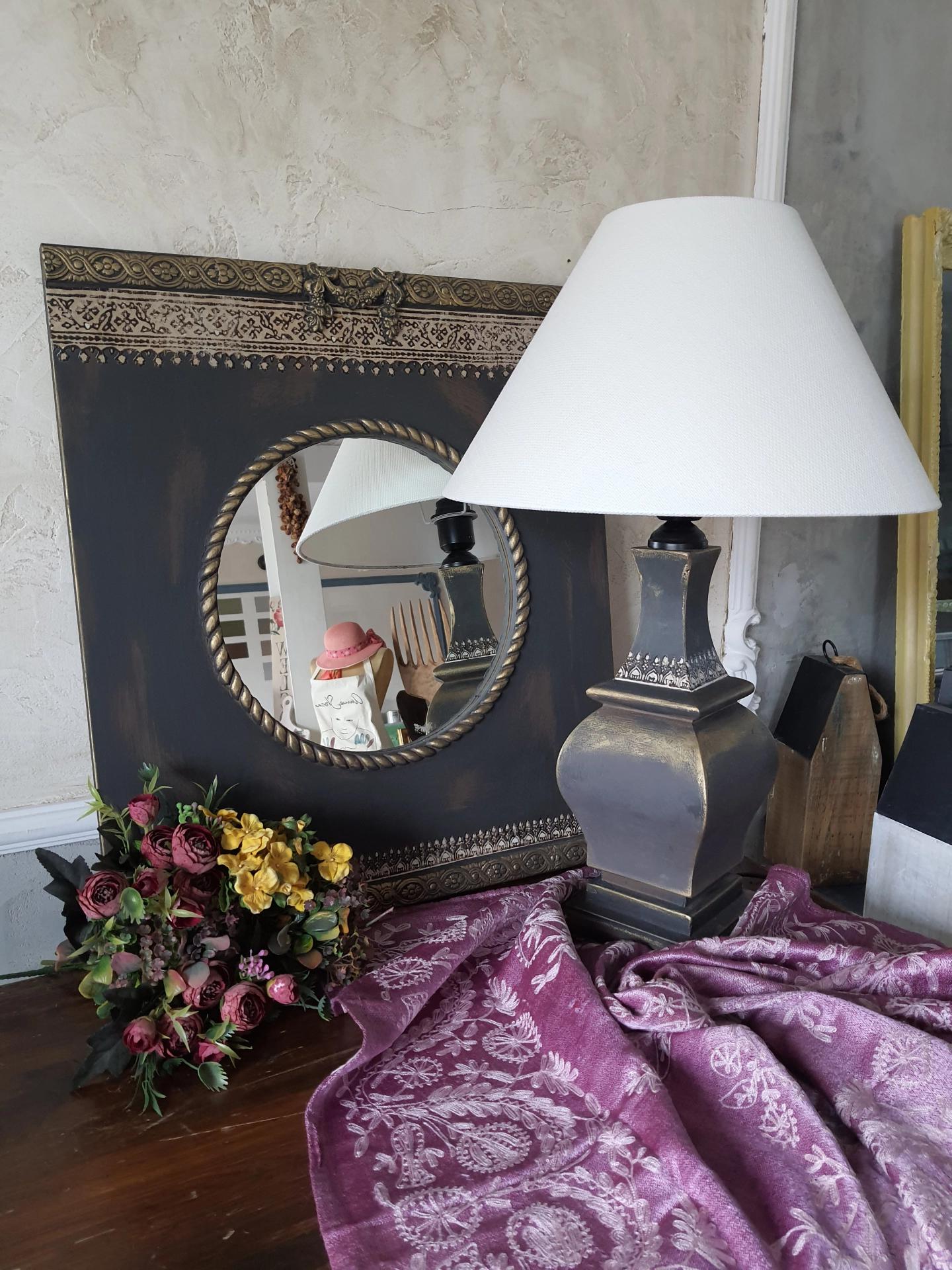 Graphite Ayna ve Abajur Takımı